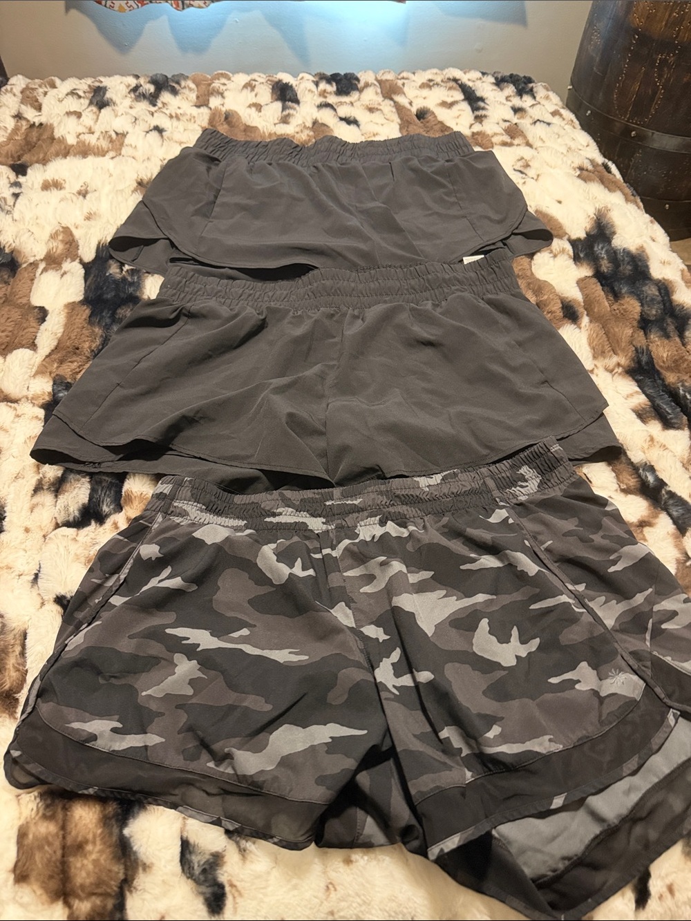 Avia Women's Gray Athletic Shorts Trio - Solid & Camo